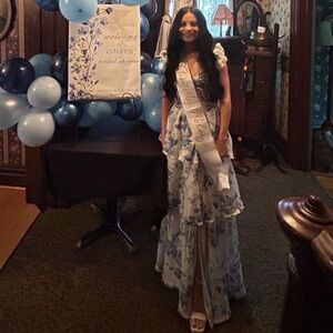 V. Chapman Jolie Gown In Provençal Blue Floral